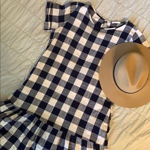 Checkered Navy & White Dress